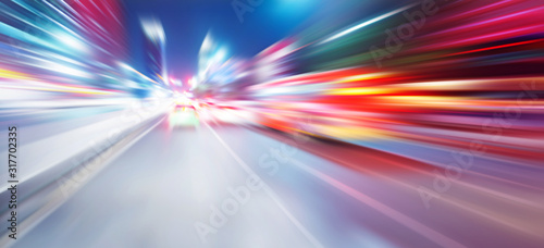Cuadros en Lienzo acceleration speed motion on night road