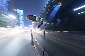 car on the road with motion blur background