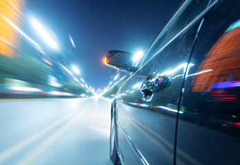 car on the road with motion blur background