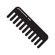 Cutout silhouette Handleless hair comb icon. Black outline barbershop logo. Flat isolated vector illustration on white background. Universal barber comb for mustache, hairstyle, combing pet wool
