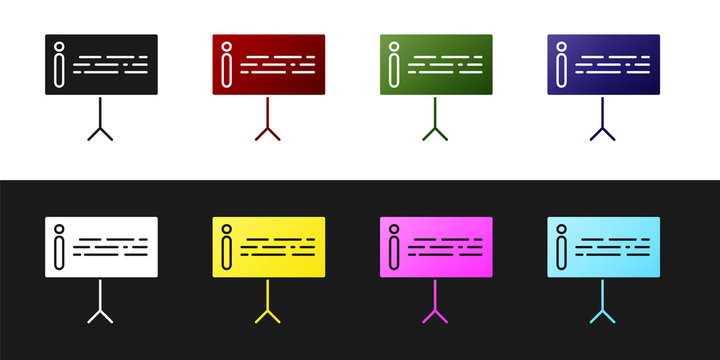 Set Information icon isolated on black and white background. Vector Illustration