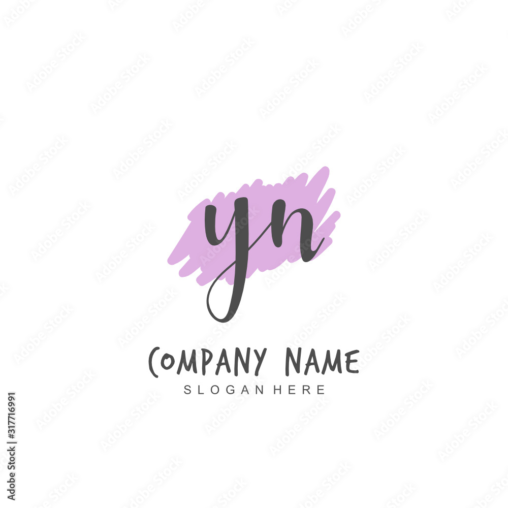 Handwritten initial letter Y N YN for identity and logo. Vector logo ...