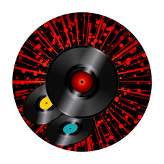 Wall Mural - vinyl discs over star burst round border