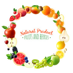 Sticker - Realistic Fruits Frame