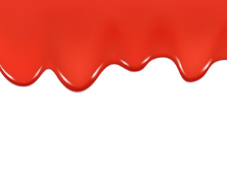 Dripping ketchup isolated on a white