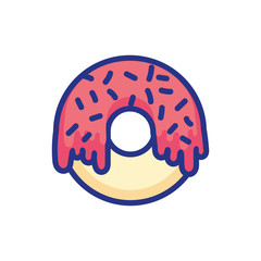 Sticker - sweet donut pastry product isolated icon