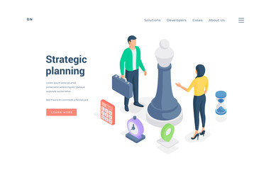 Wall Mural - business colleagues discussing strategy together. isometric vector illustration