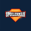 Spoilerman alert funny slogan. Sport style emblem typography. Super hero spoiler man logotype sticker for your t-shirt, print, apparel.