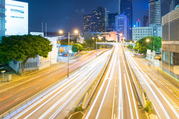 traffic in Hong Kong at night