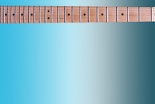 Electric Guitar Fingerboard With Blue Background