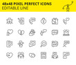 © Pixel_hunter - Editable Icons - Romantic Relationship and Love. Includes Amour, Gift, Emotions, etc. Pixel Perfect 48x48, Scaled Set. Vector.