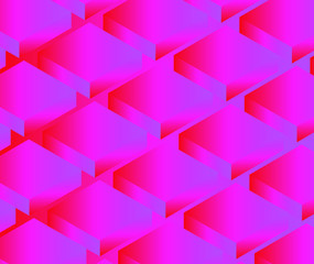 Aufkleber - Abstract retrofuturistic background with repetative pattern of neon rectangular 3d shapes in isometric projection. Vaporwave and synthwave 80's-90's aesthetics style illustration.