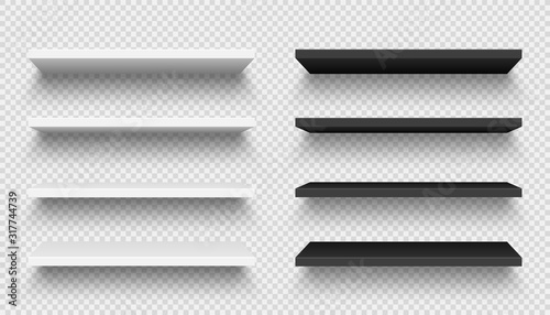 Fotografía Realistic black and white wall shelf collection on checkered background
