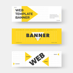Poster - Vector white horizontal web banner with yellow triangle.