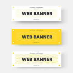 Poster - Vector white and yellow horizontal web banner with black text.