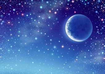 starry sky with crescent