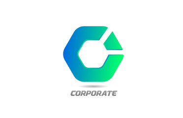 blue green corporate polygon business logo icon design for company