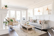 © Cavan Images - Modern bright white farmhouse living room