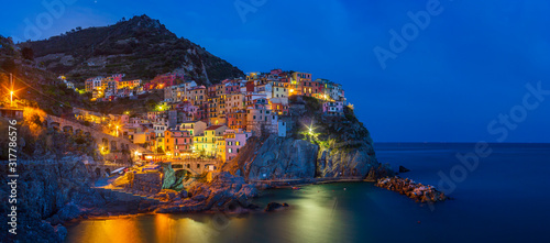 Fotomural Sunset over Cinque Terre, Manarola, Tuscany, Italy