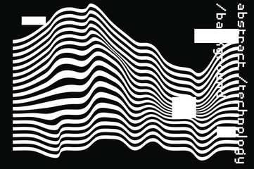 Poster - Abstract black and white background with generative art elements.  Futuristic and glitched shapes in cyberpunk style.