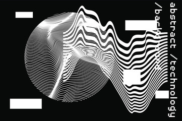 Poster - Abstract black and white background with generative art elements.  Futuristic and glitched shapes in cyberpunk style.