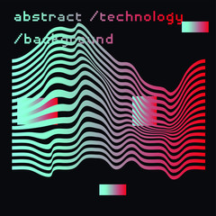 Poster - Abstract geometric wavy background for futuristic technology subjects: artificial intelligence, big data, cyberspace security.