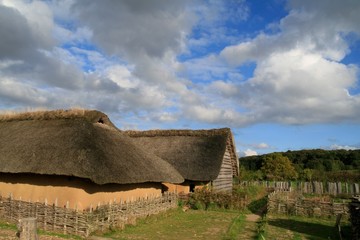 Poster - viking houses in the ancient viking city of Haithabu