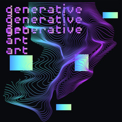 Poster - Abstract background with generative art elements. Futuristic and glitched shapes in cyberpunk style.