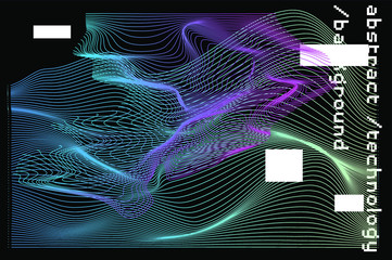 Poster - Abstract background with generative art elements. Futuristic and glitched shapes in cyberpunk style.