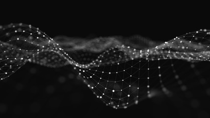 Network connection structure. Big data digital dark background. Science background with connected dots and lines. 3d rendering.
