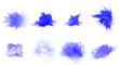 Set of blue powder explosion brushes