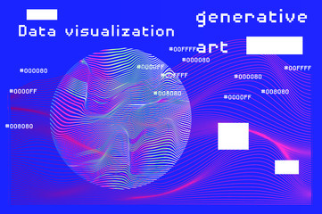 Aufkleber - Abstract background with generative art elements. Futuristic and glitched shapes in cyberpunk style, Data visualization concept.
