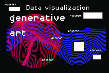 Aufkleber - Abstract background with generative art elements. Futuristic and glitched shapes in cyberpunk style, Data visualization concept.