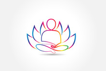Logo Yoga Man Lotus Flower