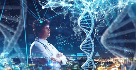 Wall Mural - innovative technologies in science and medicine. mixed media