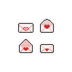 Wall Mural - Pixel art love letter icon set.