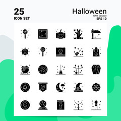 Canvas Print - 25 Halloween Icon Set. 100% Editable EPS 10 Files. Business Logo Concept Ideas Solid Glyph icon design