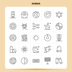 Wall Mural - OutLine 25 Science Icon set. Vector Line Style Design Black Icons Set. Linear pictogram pack. Web and Mobile Business ideas design Vector Illustration.