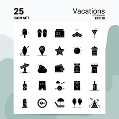 Sticker - 25 Vacations Icon Set. 100% Editable EPS 10 Files. Business Logo Concept Ideas Solid Glyph icon design