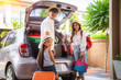 Asian Family going to holiday on summer vacation before start from home