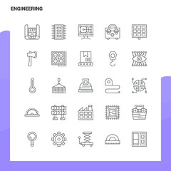 Poster - Set of Engineering Line Icon set 25 Icons. Vector Minimalism Style Design Black Icons Set. Linear pictogram pack.