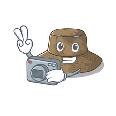 Poster - Cool Photographer bucket hat character with a camera