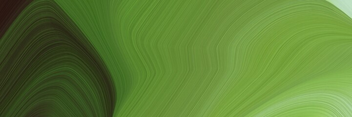 Leinwandbilder - moving designed horizontal header with olive drab, very dark green and dark olive green colors. dynamic curved lines with fluid flowing waves and curves