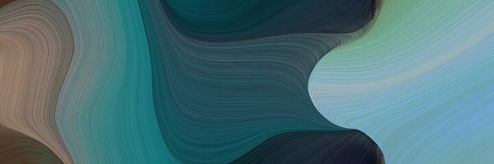 Aufkleber - artistic designed horizontal banner with dark slate gray, cadet blue and dark sea green colors. dynamic curved lines with fluid flowing waves and curves