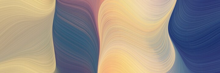 Poster - artistic designed horizontal banner with tan, dark slate blue and old lavender colors. dynamic curved lines with fluid flowing waves and curves