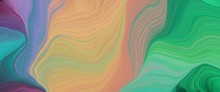 Surreal Header With Dark Khaki, Sea Green And Cadet Blue Colors. Very Dynamic Curved Lines With Fluid Flowing Waves And Curves