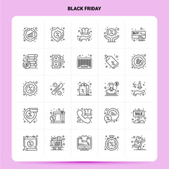 Wall Mural - OutLine 25 Black Friday Icon set. Vector Line Style Design Black Icons Set. Linear pictogram pack. Web and Mobile Business ideas design Vector Illustration.