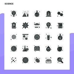 Wall Mural - 25 Science Icon set. Solid Glyph Icon Vector Illustration Template For Web and Mobile. Ideas for business company.