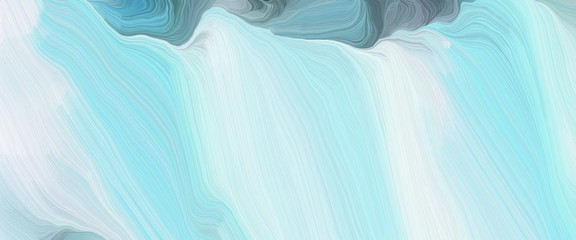 Poster - surreal designed horizontal banner with pale turquoise, cadet blue and lavender colors. very dynamic curved lines with fluid flowing waves and curves