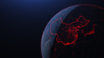 3d iillustration of globe with China corona virus Spreads in Asia